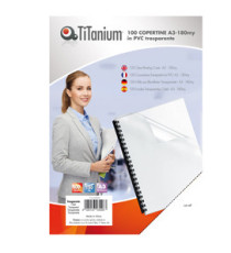 Copertine rilegatura - A3 - 180 micron - PVC - neutro trasparente - Titanium - scatola 100 pezzi Copertine rilegatura - A3 - 180 micron - PVC - neutro trasparente - Titanium - scatola 100 pezzi