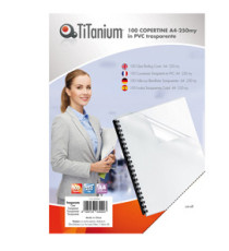Copertine rilegatura - A4 - 250 micron - PVC - neutro trasparente - Titanium - scatola 100 pezzi