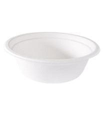 Coppetta monouso - per dessert - rotondo - diametro 13,5 cm - 390 ml - canna da zucchero - bianco - Signor Bio - conf. 5