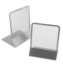 Coppia reggilibri - 13,5 x 17,5 cm - rete metallica - argento - Lebez