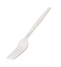 Forchetta monouso in CPLA - 16 cm - bianco - Leone - conf. 50 pezzi