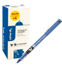 Roller Hi Tecpoint V5 con cappuccio - punta 0,5mm - blu  - Pilot - conf. 16 + 4 pezzi
