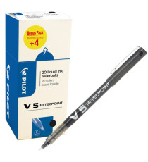Roller Hi Tecpoint V5 con cappuccio - punta 0,5mm - nero - Pilot - conf. 16 + 4 pezzi