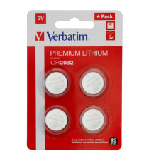 Micropile CR2032 - 3V - a pastiglia - litio - Verbatim - blister 4 pezzi