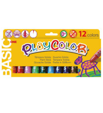Tempera solida in stick Playcolor - 10gr - colori assortiti - Instant - astuccio 12 stick