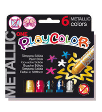 Tempera solida in stick Playcolor - 10gr - colori assortiti - Instant - astuccio 6 stick metal