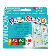 Tempera solida in stick Playcolor - 10gr – colori per vetro – colori assortiti – Instant - astuccio da 6 stick