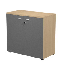 Armadio basso con ante Essence - con serratura - 90 x 46 x 85 cm - rovere/antracite