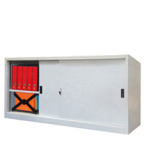 Armadio basso in metallo ad ante scorrevoli - 2 vani e 2 ripiani regolabili - 180x45x90 cm - grigio - Bertesi Armadio basso in metallo ad ante scorrevoli - 2 vani e 2 ripiani regolabili - 180x45x90 cm - grigio - Bertesi