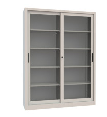 Armadio con ante scorrevoli - a vetrata - 150 x 45 x 200 cm - grigio - Armet