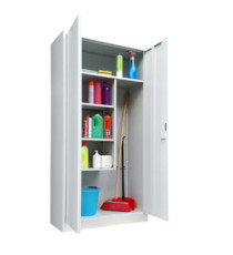 Armadio porta scope in metallo ad 2 ante battenti - 4 ripiani fissi - 90x41x181,5 cm - grigio - Bertesi Armadio porta scope in metallo ad 2 ante battenti - 4 ripiani fissi - 90x41x181,5 cm - grigio - Bertesi
