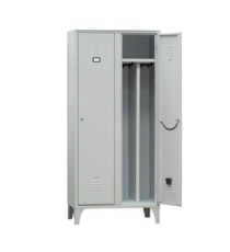 Armadio spogliatoio in metallo - 2 vani - con divisorio - 100 x 50 x 180 cm - grigio - Fasma