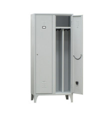 Armadio spogliatoio in metallo - 2 vani - con divisorio - 80 x 50 x 180 cm - grigio - Fasma