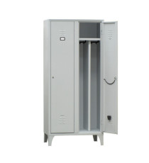 Armadio spogliatoio in metallo - 2 vani - con divisorio - 80 x 50 x 180 cm - grigio - Fasma