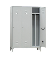 Armadio spogliatoio in metallo - 3 vani - con divisorio - 120 x 50 x 180 cm - grigio - Fasma
