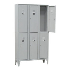 Armadio spogliatoio in metallo - 6 vani sovrapposti - 90 x 50 x 180 cm - grigio - Fasma Armadio spogliatoio in metallo - 6 vani sovrapposti - 90 x 50 x 180 cm - grigio - Fasma