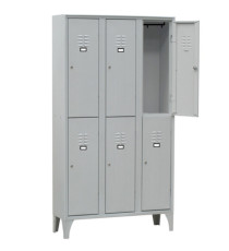 Armadio spogliatoio in metallo - 6 vani sovrapposti - 90 x 50 x 180 cm - grigio - Fasma Armadio spogliatoio in metallo - 6 vani sovrapposti - 90 x 50 x 180 cm - grigio - Fasma