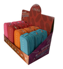 Astuccio 2 zip Monocromo -  21 x 5 x 9 cm - silicone/poliestere - colori assortiti - Pigna
