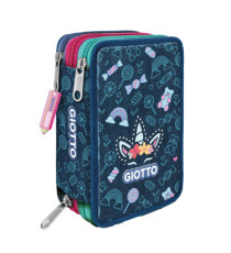 Astuccio 3 zip Candy collection - 19,5 x 7,5 x 12,9 cm - tessuto - fantasie assortite - Giotto