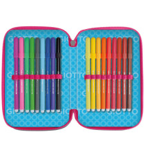 Astuccio 3 zip Candy collection - 19,5 x 7,5 x 12,9 cm - tessuto - fantasie assortite - Giotto