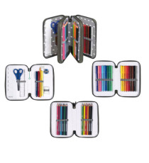 Astuccio Colors 3 zip - 13 x 20 x 7,5 cm - tessuto - colori assortiti - Colorosa