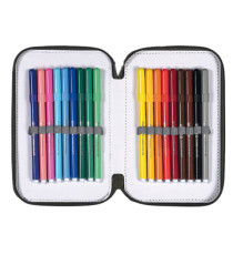 Astuccio Colors 3 zip - 13 x 20 x 7,5 cm - tessuto - fantasie assortite - Colorosa