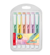 Astuccio evidenziatore Swing Cool Pastel - punta a scalpello - tratto 1 - 4 mm - colori assortiti - Stabilo - astuccio 6