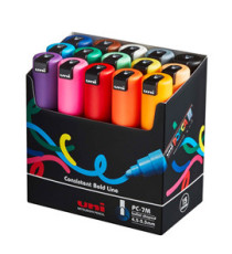 Marcatore a base d'acqua Uni Posca  PC7M - punta tonda large 4,5 mm-5,5mm - colori assortiti - Uni mitsubishi - astuccio Marcatore a base d'acqua Uni Posca  PC7M - punta tonda large 4,5 mm-5,5mm - colori assortiti - Uni mitsubishi - astuccio