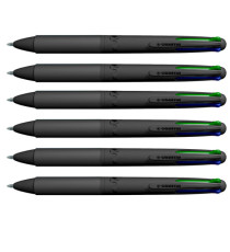 Astuccio penne a sfera All Black - punta 1,00 mm - 4 colori  - Osama - conf. 6 pezzi