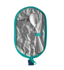 Astuccio Picnik Concept - in tessuto - con posate in acciaio inox - blu - Maped