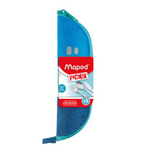 Astuccio Picnik Concept - in tessuto - con posate in acciaio inox - blu - Maped