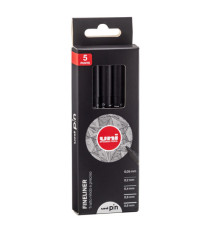 Astuccio Pin fineliner - nero - Uni Mitsubishi - conf. 5 pezzi Astuccio Pin fineliner - nero - Uni Mitsubishi - conf. 5 pezzi