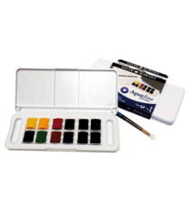 Acquerelli Acquafine Godet - colori assortiti - Daler Rowney - scatola in plastica 12 acquerelli + 1 pennello Acquerelli Acquafine Godet - colori assortiti - Daler Rowney - scatola in plastica 12 acquerelli + 1 pennello