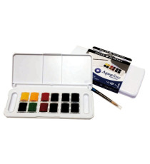 Acquerelli Acquafine Godet - colori assortiti - Daler Rowney - scatola in plastica 12 acquerelli + 1 pennello Acquerelli Acquafine Godet - colori assortiti - Daler Rowney - scatola in plastica 12 acquerelli + 1 pennello