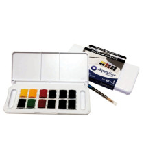 Acquerelli Acquafine Godet - colori assortiti - Daler Rowney - scatola in plastica 12 acquerelli + 1 pennello Acquerelli Acquafine Godet - colori assortiti - Daler Rowney - scatola in plastica 12 acquerelli + 1 pennello
