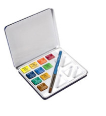 Acquerelli Aquafine - colori assortiti - Daler Rowney - scatola metallo 10 acquerelli + pennello + tavolozza Acquerelli Aquafine - colori assortiti - Daler Rowney - scatola metallo 10 acquerelli + pennello + tavolozza