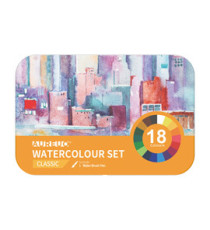 Acquerelli demi-godet - con pennello brush - in scatola di metallo - colori classici assortiti - DOM - astuccio 18 color