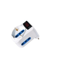 Adattatore con spina 10A orizzontale - 2 prese bipasso 10/16A + 1 presa Schuko - MKC