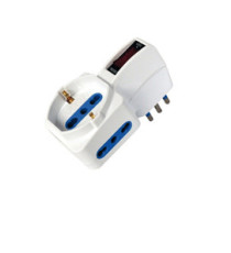 Adattatore con spina 10A verticale - 2 prese bipasso 10/16A + 1 presa Schuko - MKC