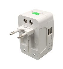 Adattatore da viaggio universale - 2 prese USB - bianco - MKC Melchioni