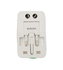 Adattatore da viaggio universale - 2 prese USB - bianco - MKC Melchioni