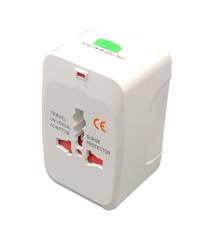 Adattatore da viaggio universale - 2 prese USB - bianco - MKC Melchioni