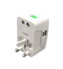 Adattatore da viaggio universale - 2 prese USB - bianco - MKC Melchioni