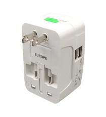 Adattatore da viaggio universale - 2 prese USB - bianco - MKC Melchioni