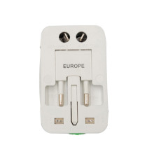 Adattatore da viaggio universale - 2 prese USB - bianco - MKC Melchioni