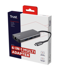 Adattatore multiporta Dalyx - USB-C 6 in 1 - alluminio - argento - Trust