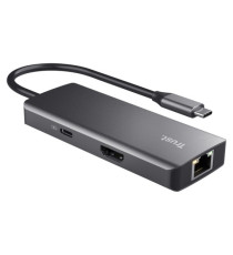 Adattatore multiporta Dalyx - USB-C 6 in 1 - alluminio - argento - Trust