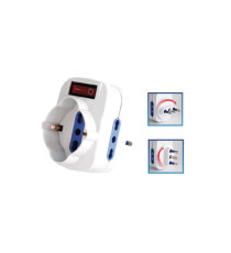 Adattatore rotante con interruttore - 2 prese bipasso 2P+T 10/16A + 1 presa Schuko - MKC