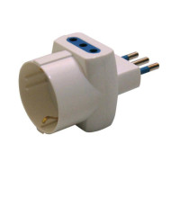Adattatore triplo con spina 2P+T 10A - 2 prese 10A + 1 Schuko - MKC
