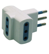 Adattatore triplo con spina 2P+T 10A - 3 prese 10A - MKC